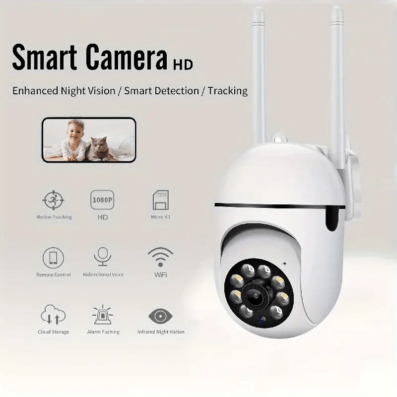 Cameră de securitate de exterior wireless HD 1080P - PTZ cu vizualizare 355°