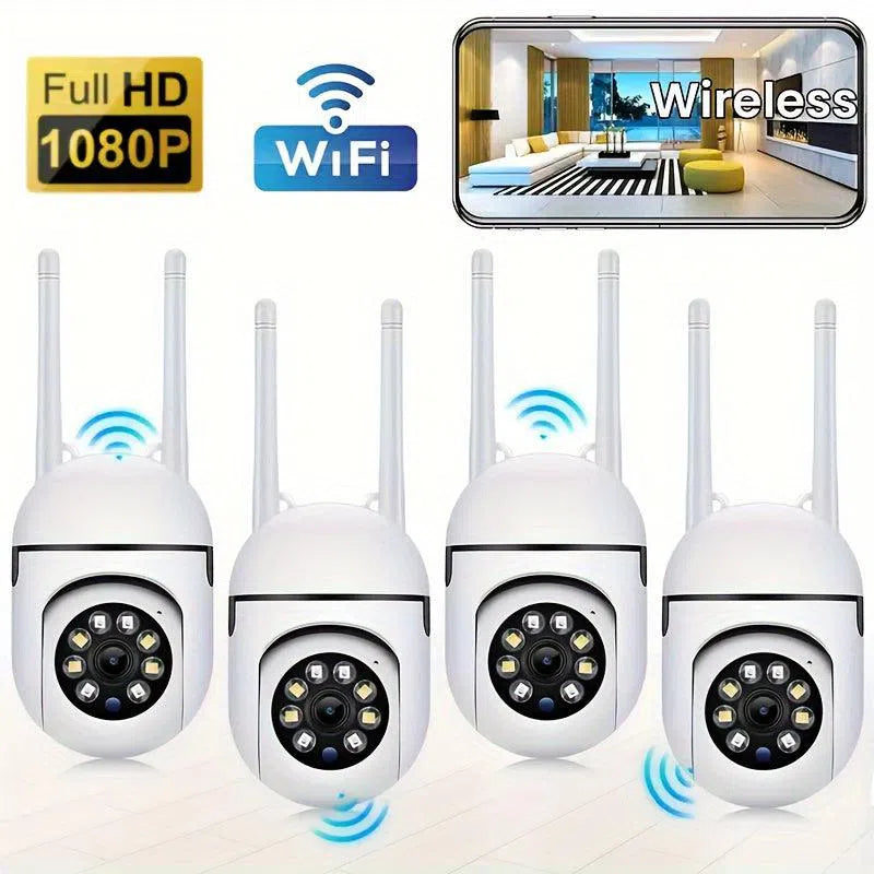 Cameră de securitate exterior 1080P HD WiFi cu PTZ, vizualizare 355° și audio bidirecțional