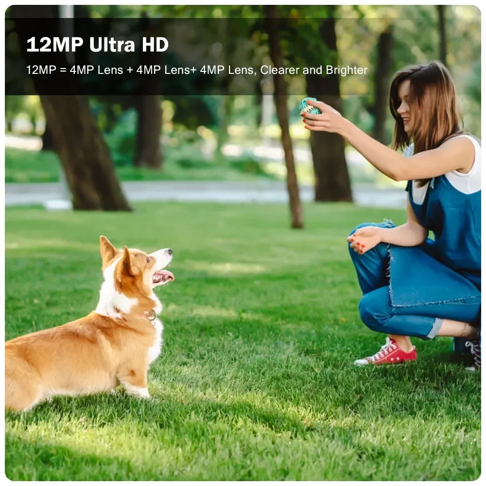 Cameră Supraveghere Tripla PTZ Wi-Fi + 4G cu Triplu Obiectiv, Zoom 5X și Full HD/4K