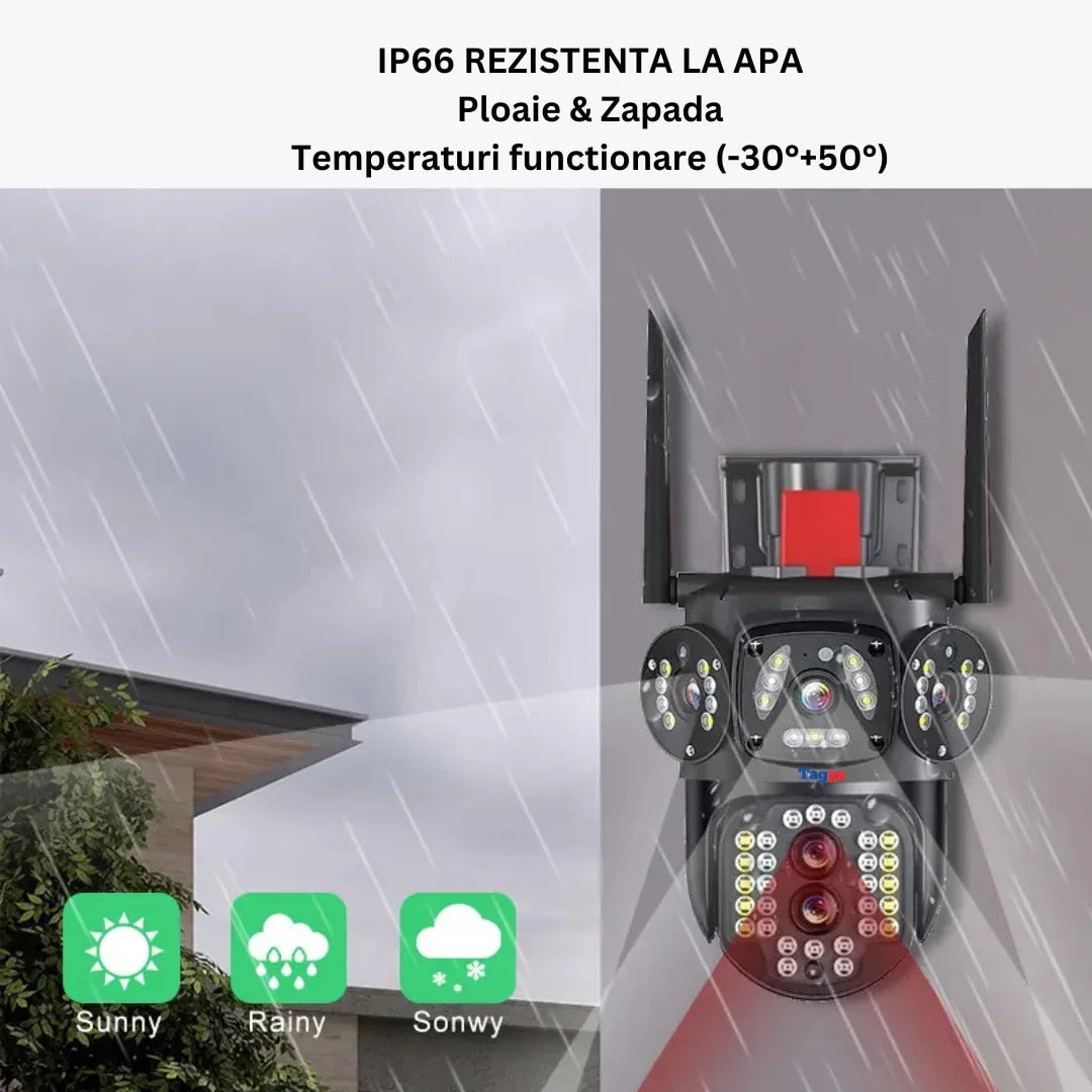 Camera de supraveghere WIFI/4G Zoom 10X, 3 Ecrane, Rezolutie 4K, Detectie umana, Urmarire automata, IP66