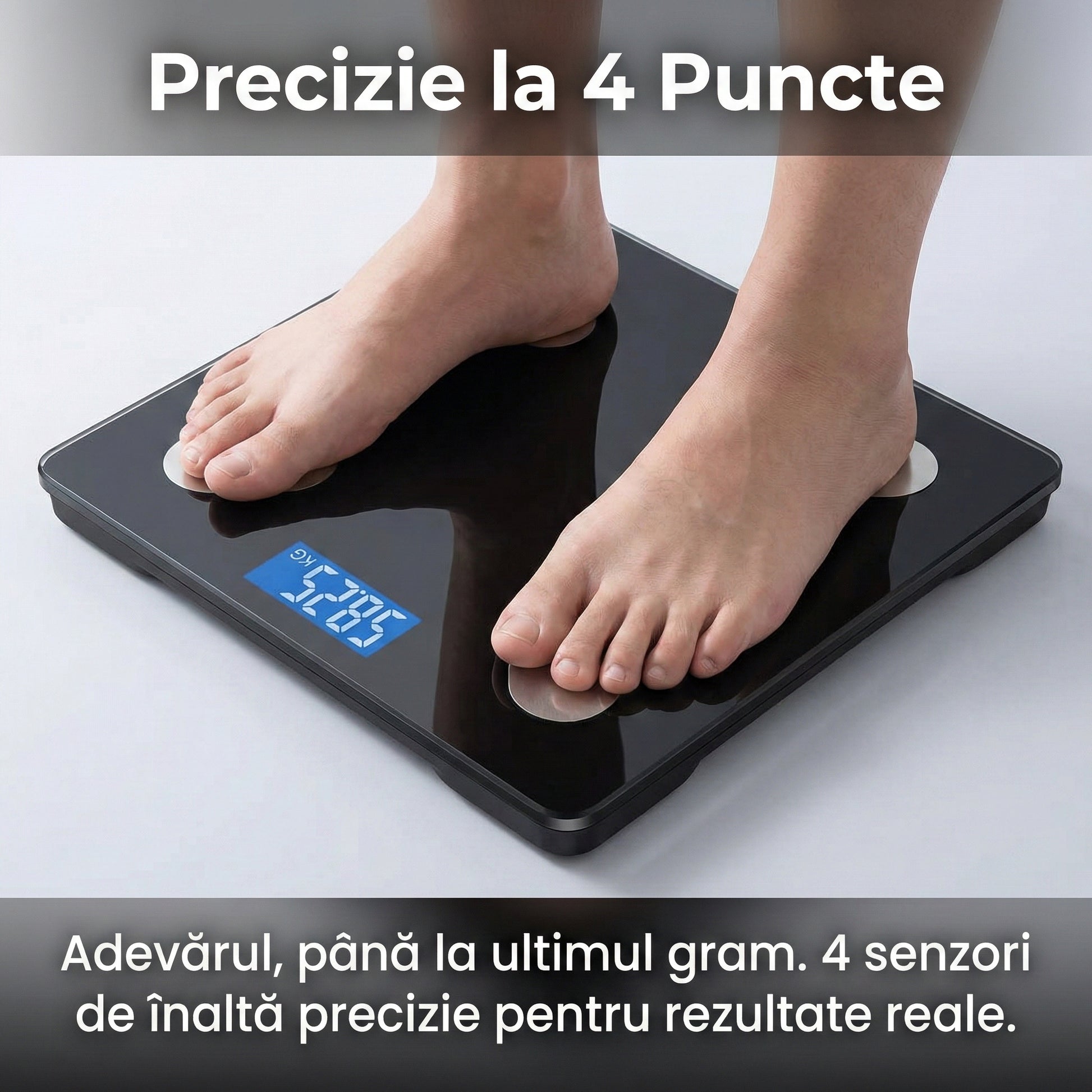 Cântar Corporal Smart Digital cu Bluetooth, Sticlă Securizată, Monitorizare prin Aplicație, Capacitate 180kg, Negru