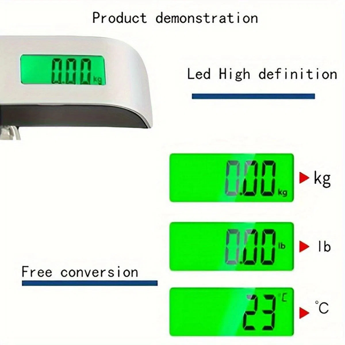 Cântar digital compact pentru bagaje, 110Lb/50Kg, cu afișaj LCD iluminat din spate