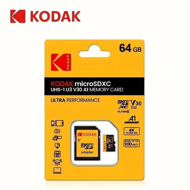 Card de Memorie KODAK MicroSDXC UHS-I U3 V30 A1 - 32GB/64GB/128GB/256GB, Compatibil 4K Ultra HD