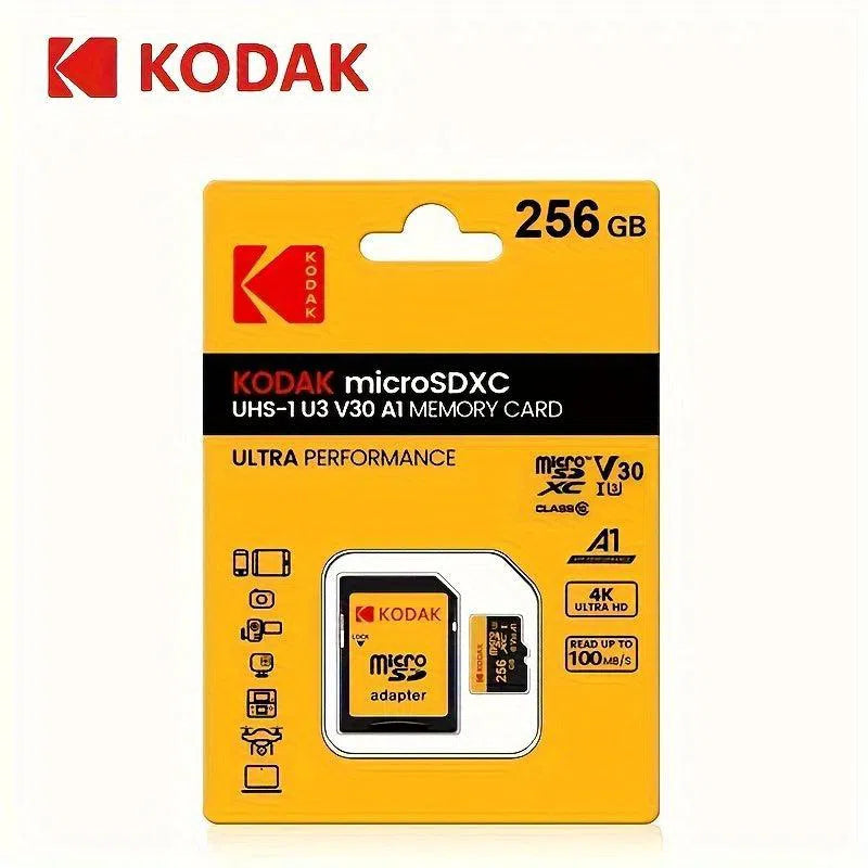 Card de Memorie KODAK MicroSDXC UHS-I U3 V30 A1 - 32GB/64GB/128GB/256GB, Compatibil 4K Ultra HD