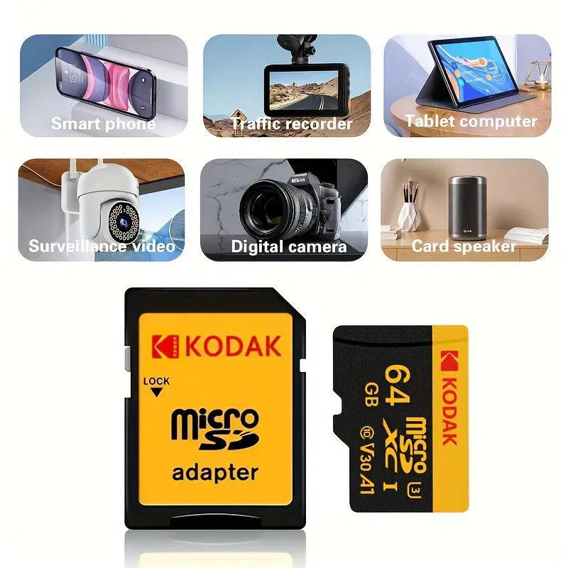 Card de Memorie KODAK MicroSDXC UHS-I U3 V30 A1 - 32GB/64GB/128GB/256GB, Compatibil 4K Ultra HD