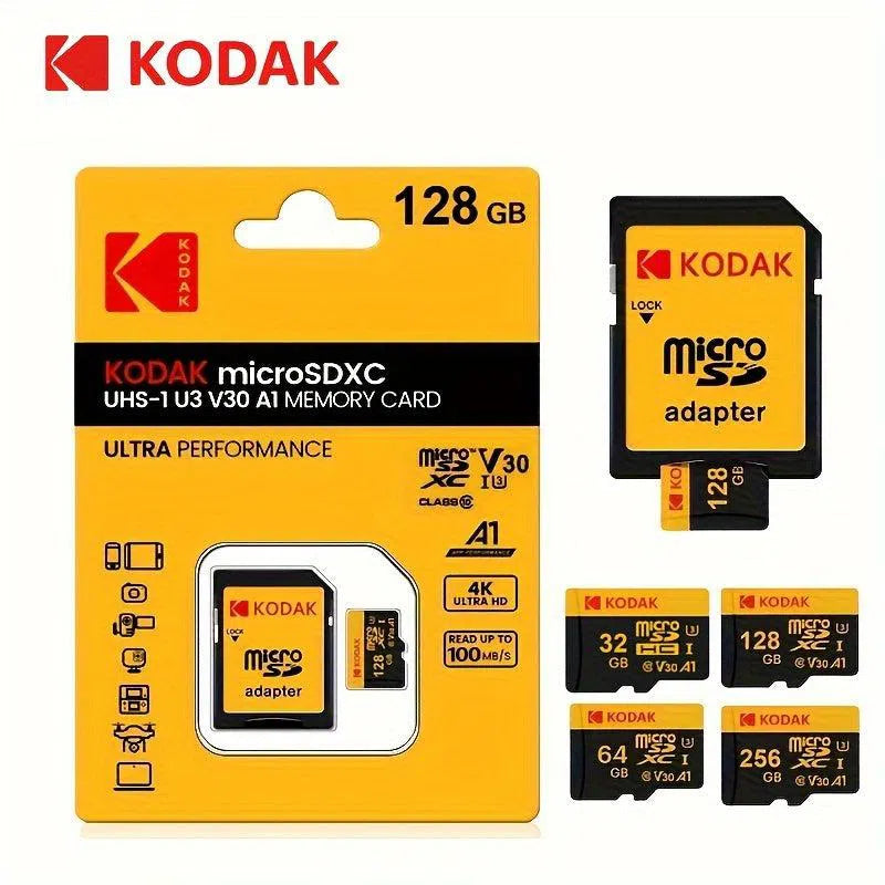 Card de Memorie KODAK MicroSDXC UHS-I U3 V30 A1 - 32GB/64GB/128GB/256GB, Compatibil 4K Ultra HD