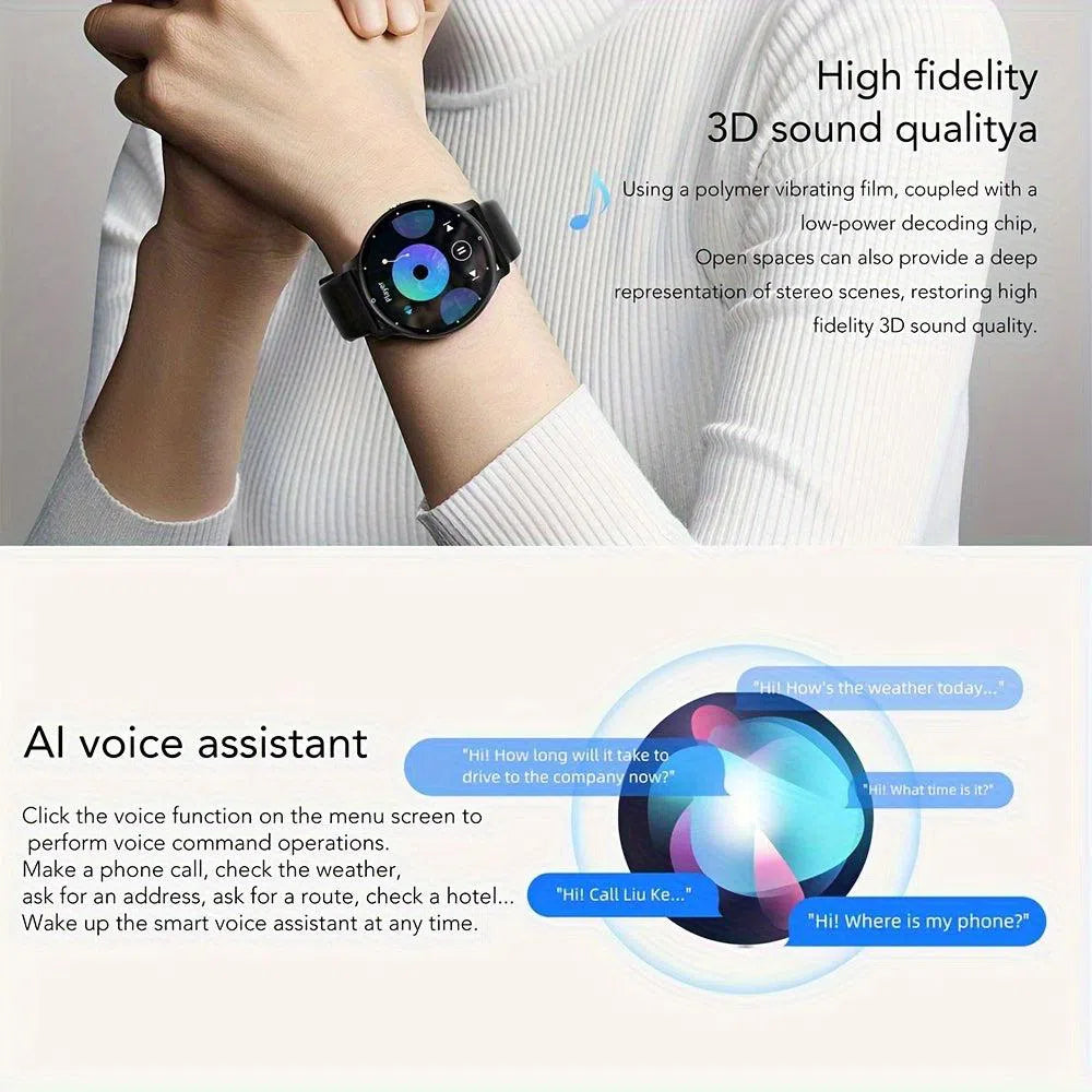 Ceas Inteligent cu Apeluri Telefonice - Smartwatch pentru Femei și Bărbați, Monitorizare Somn, Mod Multi-Sport, Control Vocal AI