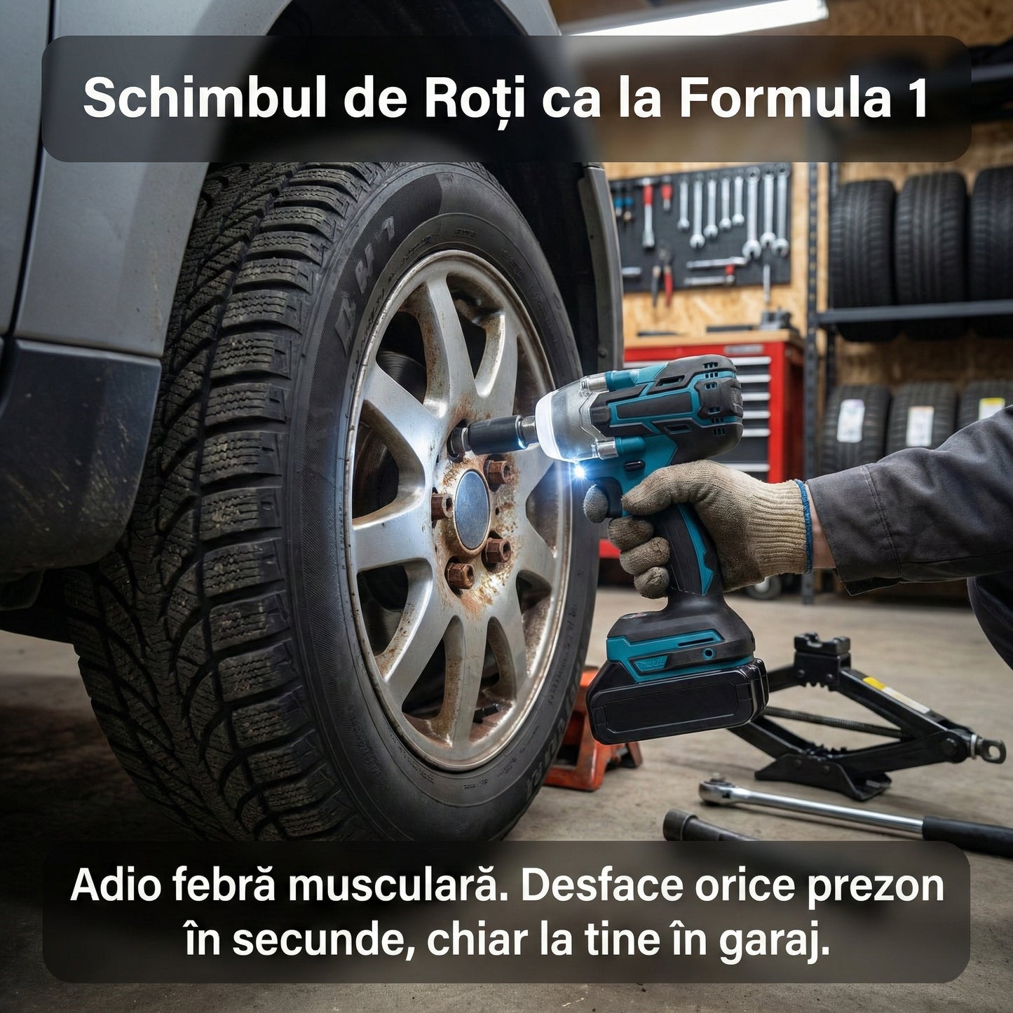 Cheie de Impact Electrică Brushless 48V, Compatibilă Makita, 2 Acumulatori, LED, Trusă Accesorii Inclusă, Turcoaz