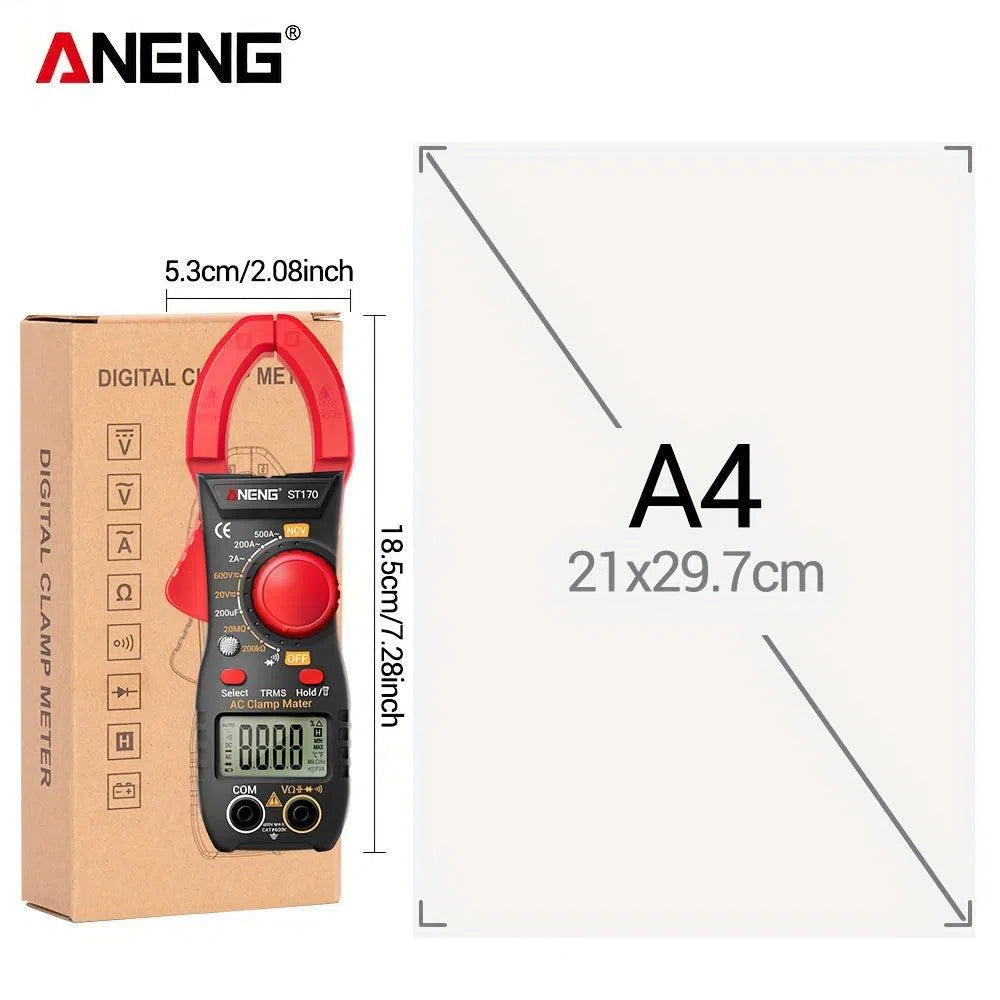 Clește de Măsurat Digital 500A - Multimetru CA/CC, Tester de Tensiune și Frecvență