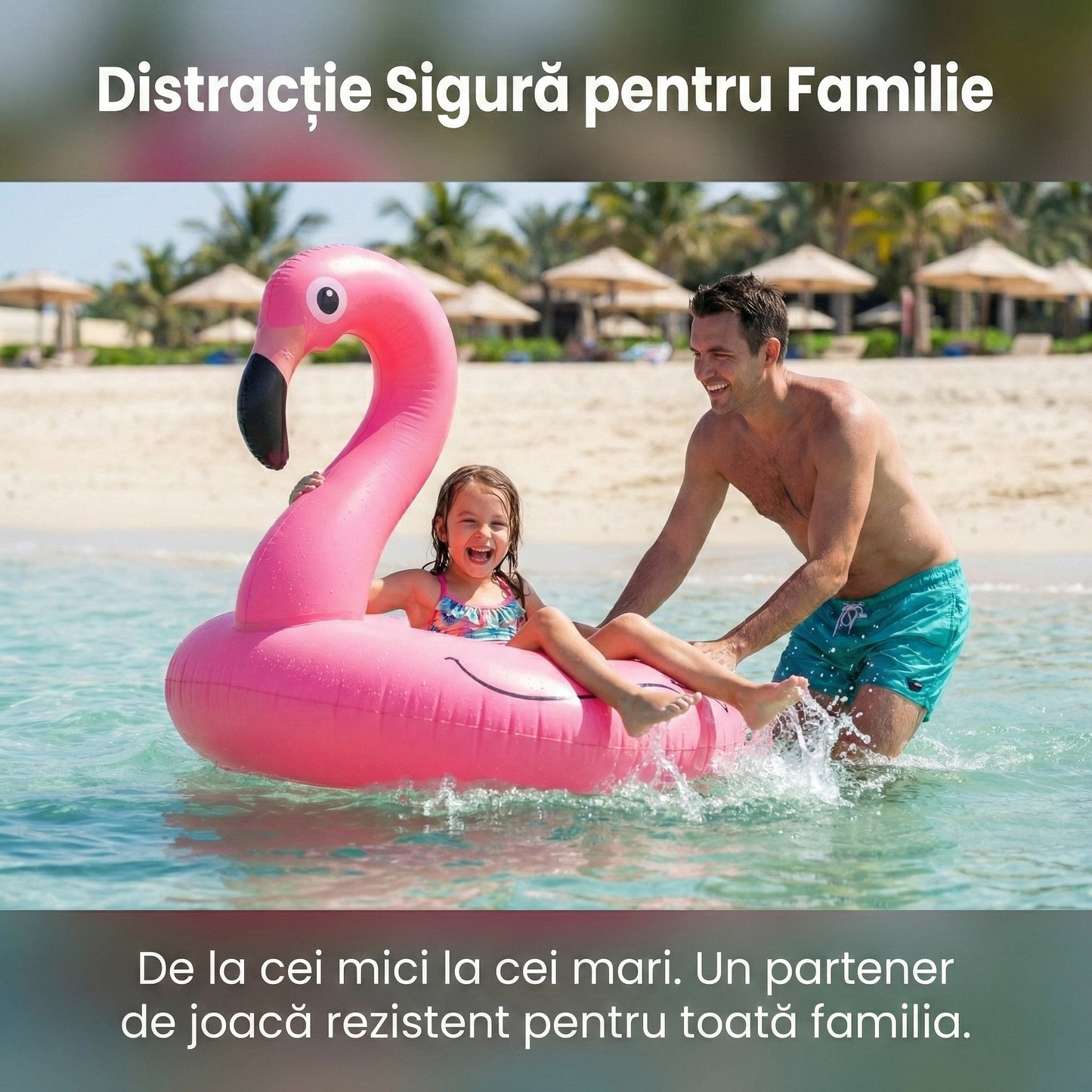 Colac Gonflabil Gigant Flamingo 120cm, Pentru Adulți și Copii, PVC Rezistent, Susține 136kg, Roz