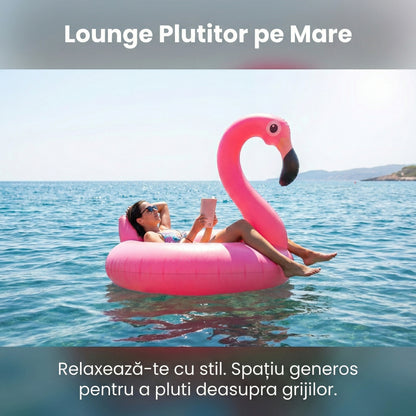 Colac Gonflabil Gigant Flamingo 120cm, Pentru Adulți și Copii, PVC Rezistent, Susține 136kg, Roz