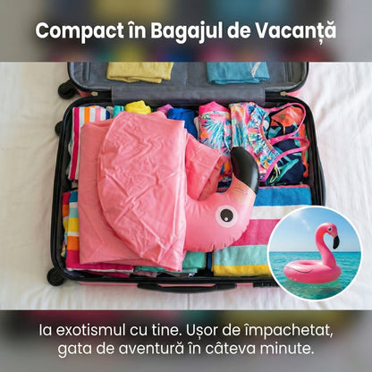 Colac Gonflabil Gigant Flamingo 120cm, Pentru Adulți și Copii, PVC Rezistent, Susține 136kg, Roz