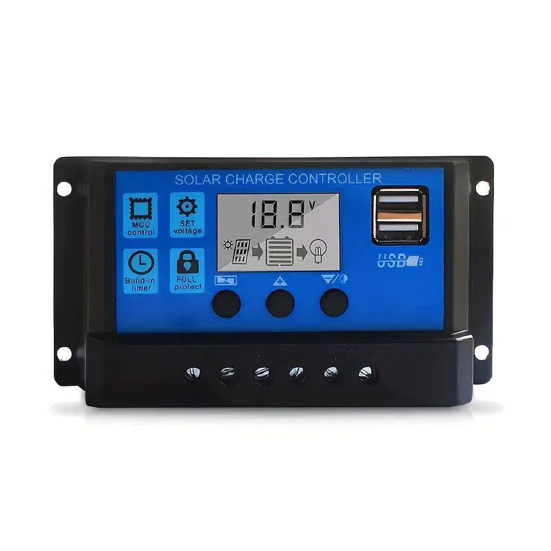 Controler de Încărcare Solară 12V/24V cu Afișaj LCD - Regulator pentru Baterie cu Port USB (10A/30A/50A/70A/90A/100A)