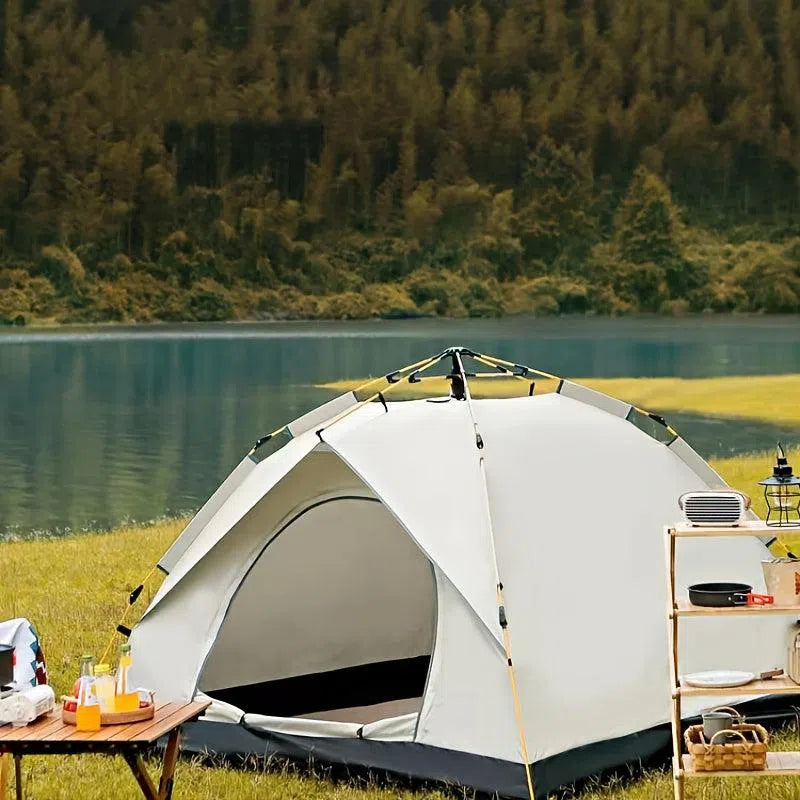 Cort automat cu deschidere rapidă, rezistent la ploaie și soare – ideal pentru camping, plajă și drumeții, 2-4 persoane