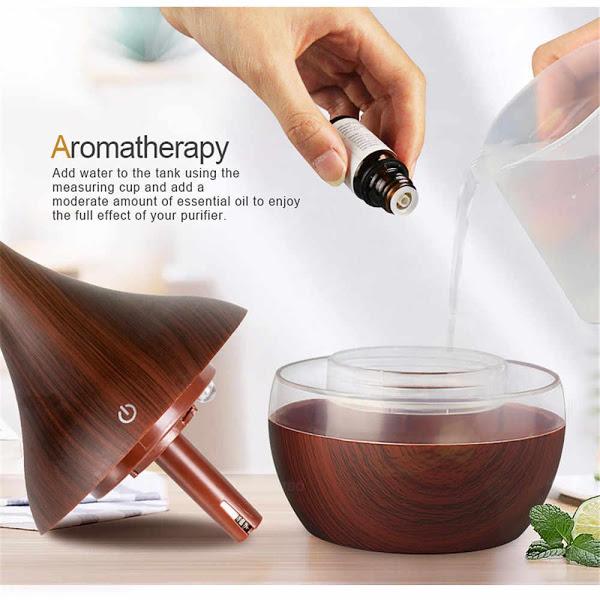 Difuzor Aromaterapie Oil Therapy cu Umidificator, 7 Culori LED, 300 ml, Wenge