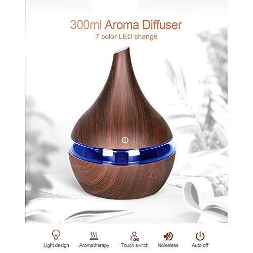 Difuzor Aromaterapie Oil Therapy cu Umidificator, 7 Culori LED, 300 ml, Wenge