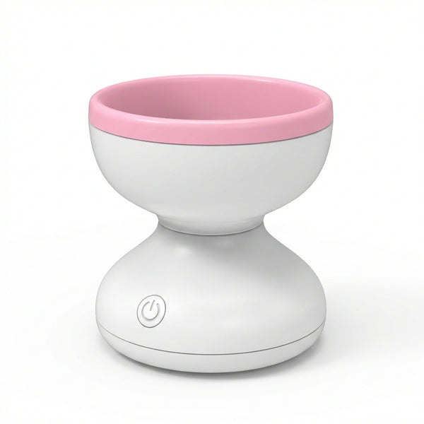 Dispozitiv Electric de Curățare Pensule Machiaj, Alimentare USB, Design Patentat din Silicon, Portabil, Alb/Roz