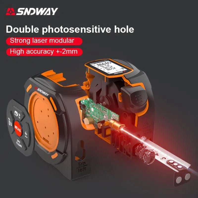 Dispozitiv de măsurare 2 în 1 cu laser și ruletă din oțel, precizie înaltă