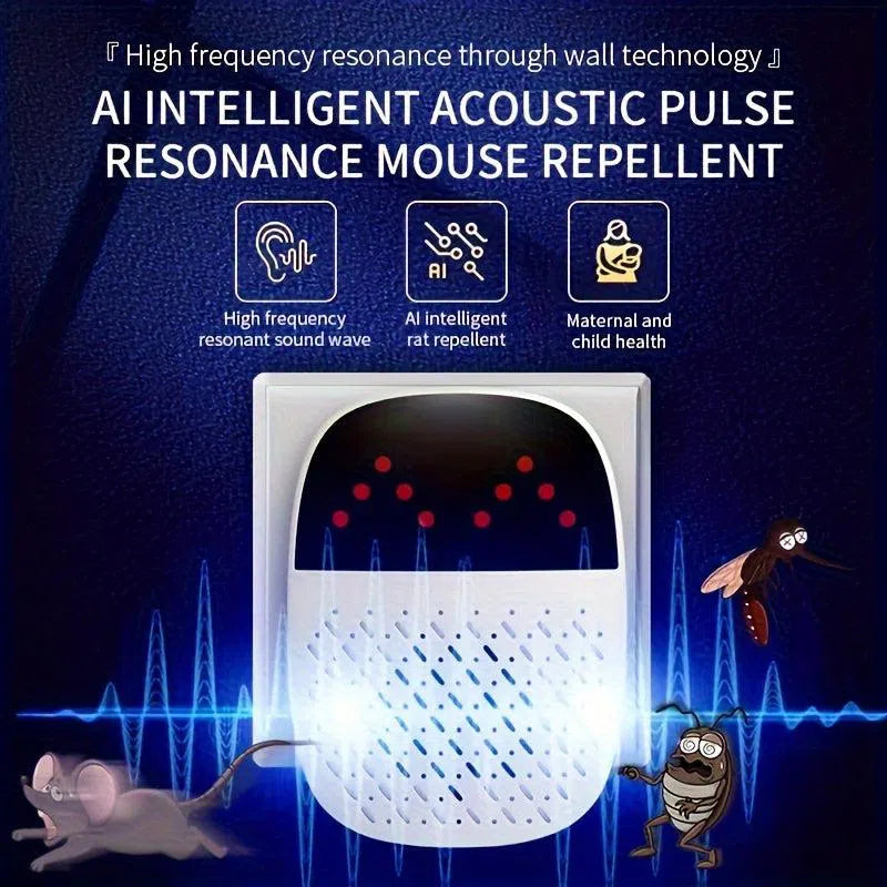 Dispozitiv repelent ultrasonic cu două antene emisive - versiune îmbunătățită, control electronic al dăunătorilor pentru interior