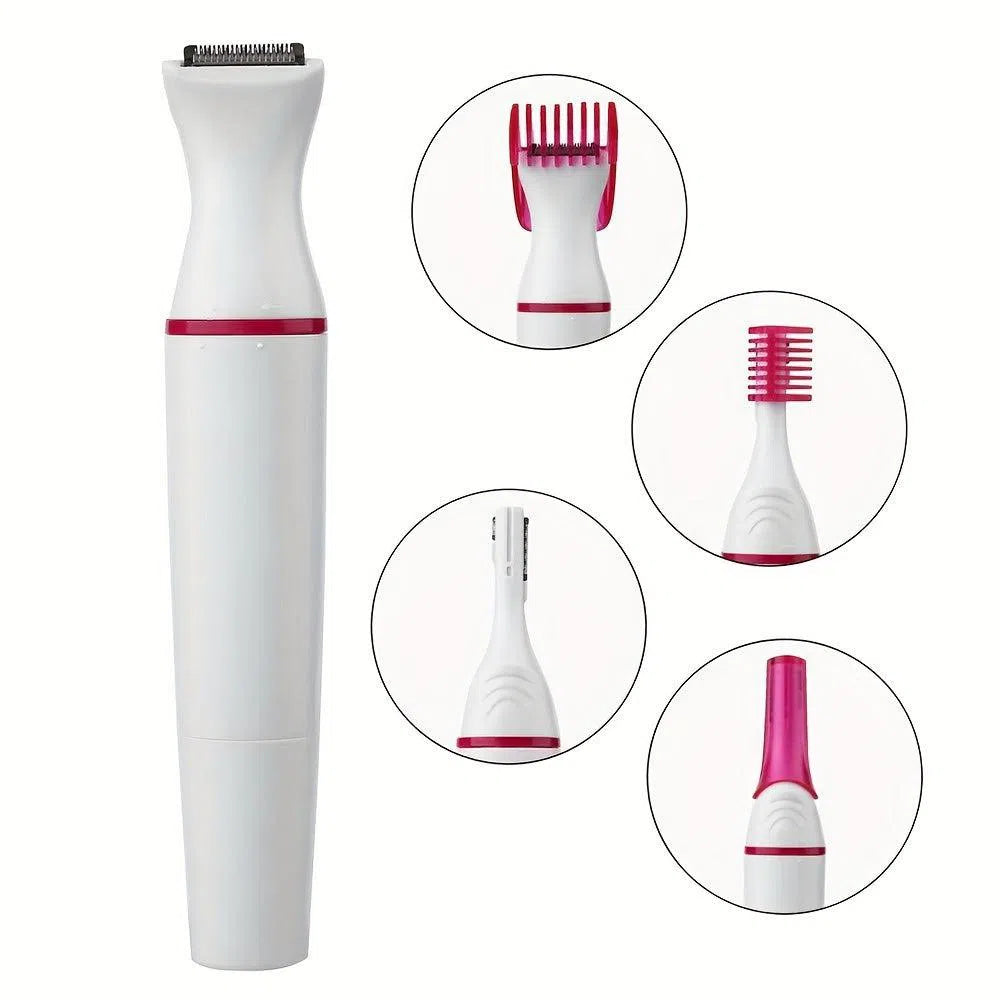 Epilator electric 5 în 1 pentru femei - trimmer pentru bikini, sprâncene și aparat de ras, fără baterii