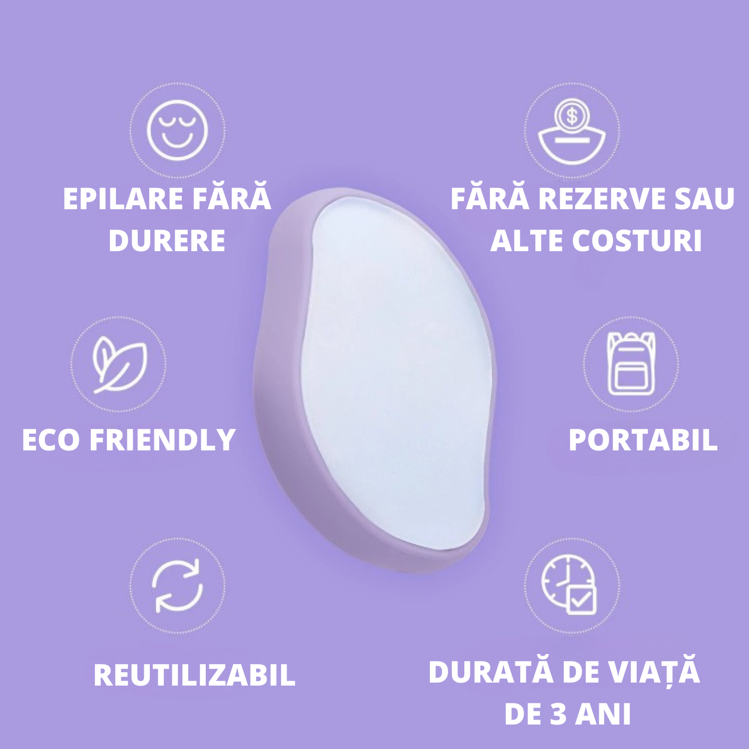 Epilator portabil reutilizabil EVNC Crystal Hair Remover, fără durere, pentru piele sensibilă