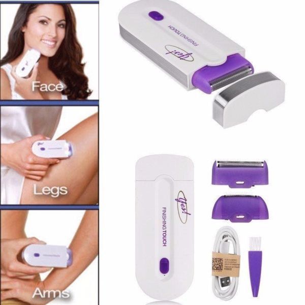 Epilator reîncărcabil cu tehnologie Sensa-Light, Finishing Touch Yes, alb/mov