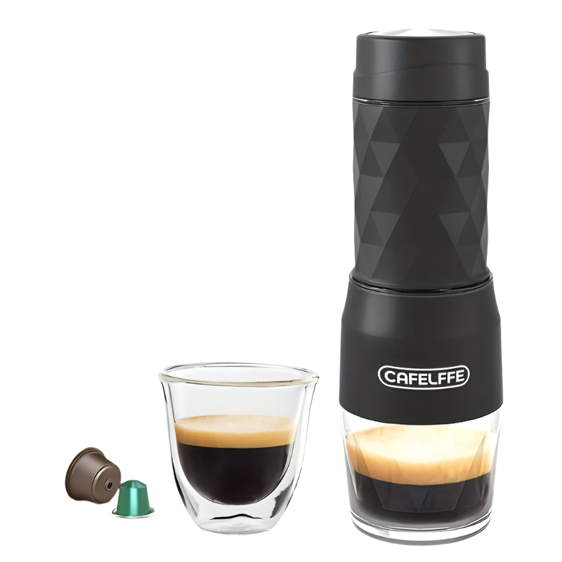 Espressor portabil 3 în 1 - compatibil cu capsule Nespresso, Dolce Gusto și cafea măcinată, ideal pentru acasă și călătorii