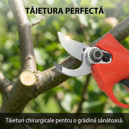 Foarfecă Electrică de Grădină cu 2 Acumulatori 48V (5000mAh) - Kit Complet Tăiere Crengi & Cutie Transport