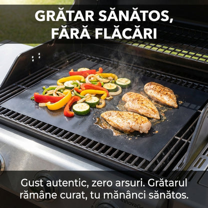 Folie de Gătit Reutilizabilă pentru Grătar și Cuptor - Antiaderentă, Rezistentă la 260°C & Lavabilă (Protecție Grill)