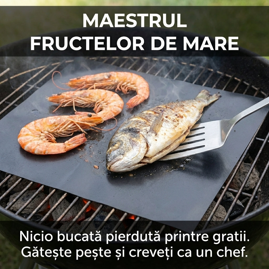 Folie de Gătit Reutilizabilă pentru Grătar și Cuptor - Antiaderentă, Rezistentă la 260°C & Lavabilă (Protecție Grill)