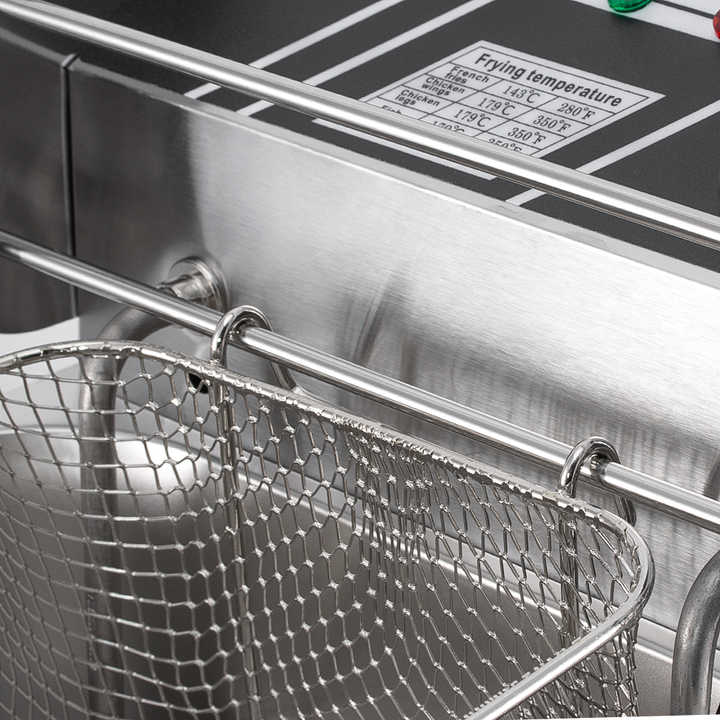 Friteuză Electrică RAF 5.5L – Oțel Inoxidabil, 2500W, Termostat Reglabil, Recipient Detasabil