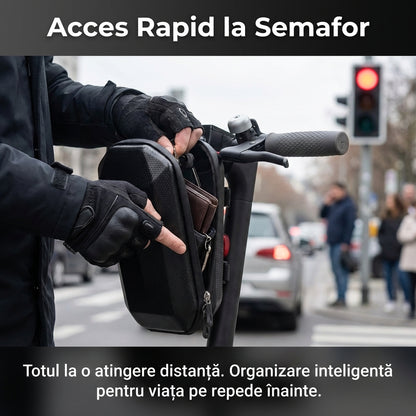 Geantă Organizator Impermeabilă pentru Trotinetă Electrică și Bicicletă, Carcasă Dură EVA, Montare Rapidă, Negru