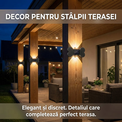 Lampă Solară de Perete Decorativă, Design Modern "Papion", LED, Senzor de Lumină, Impermeabilă