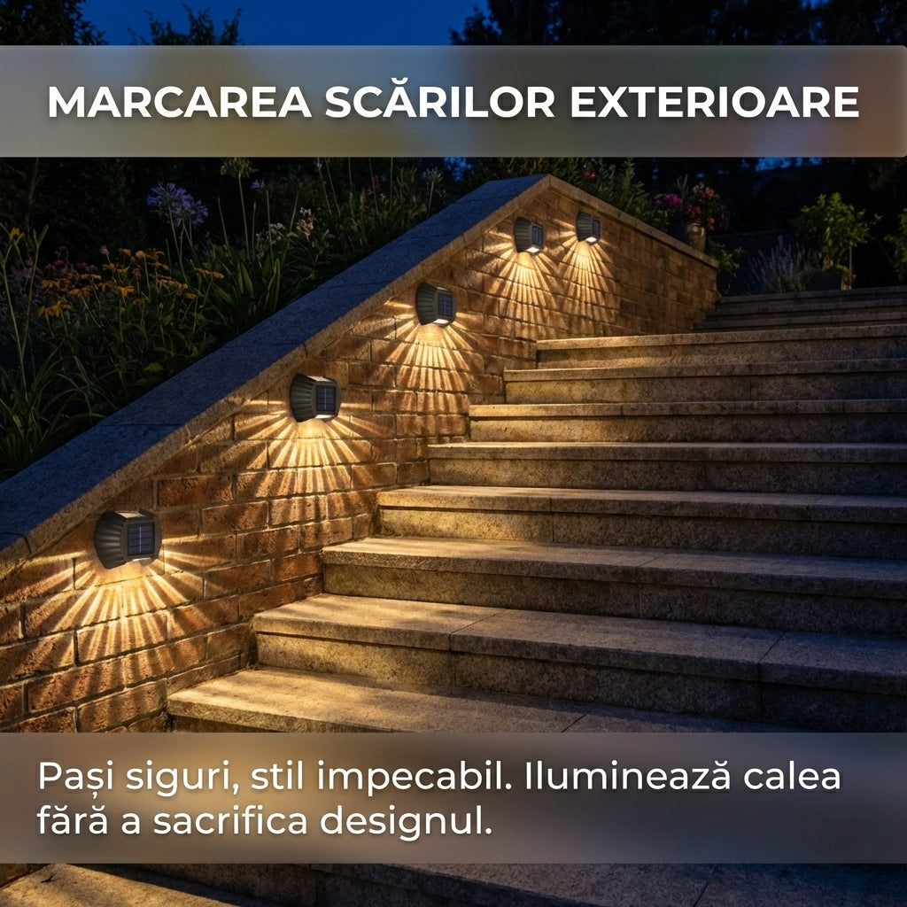 Lampă Solară de Perete Tip Scoică, LED Decorativ pentru Gard și Curte, Impermeabilă IP65, Senzor Lumină