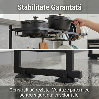 Scurgător de Vase Multifuncțional Deasupra Chiuvetei, Oțel Premium Antirugină, 85cm, Organizator Complet