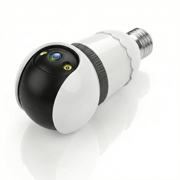 Cameră de Supraveghere Wireless Tip Bec 3MP cu Card 32GB Inclus, Rotație 360°, Night Vision și Aplicație Mobilă