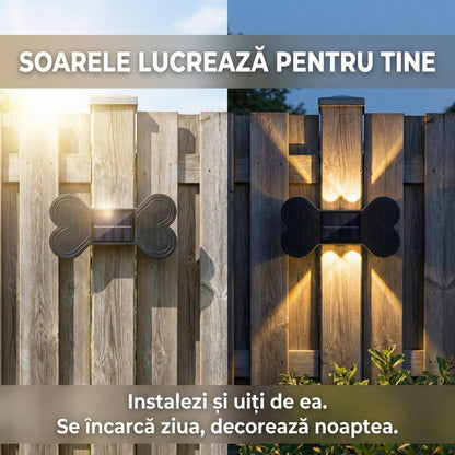 Lampă Solară de Perete Decorativă, Design Modern "Papion", LED, Senzor de Lumină, Impermeabilă