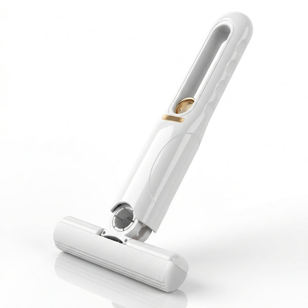 Mini Mop Portabil pentru Geamuri și Suprafețe, Sistem de Autostoarcere, Burete PVA Absorbant, 29 cm, Alb