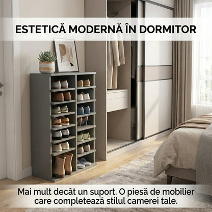 Pantofar Vertical Premium cu 7 Etaje din PAL, Design Modern Lemn , Capacitate 21 Perechi