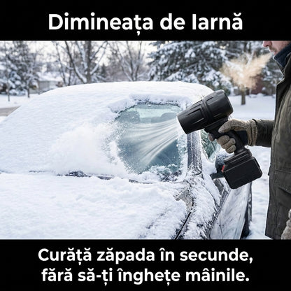 Suflantă Turbo "Jet Fan" Portabilă - Putere 550g, Uscare Auto & Curățare Zăpadă + 2 Acumulatori 48v