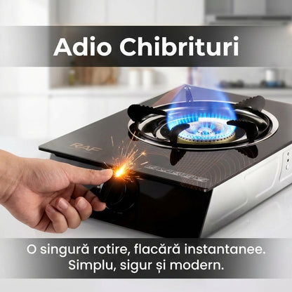 Aragaz de Masă pe Gaz 1 Ochi, Panou din Sticlă Securizată, Aprindere Electronică