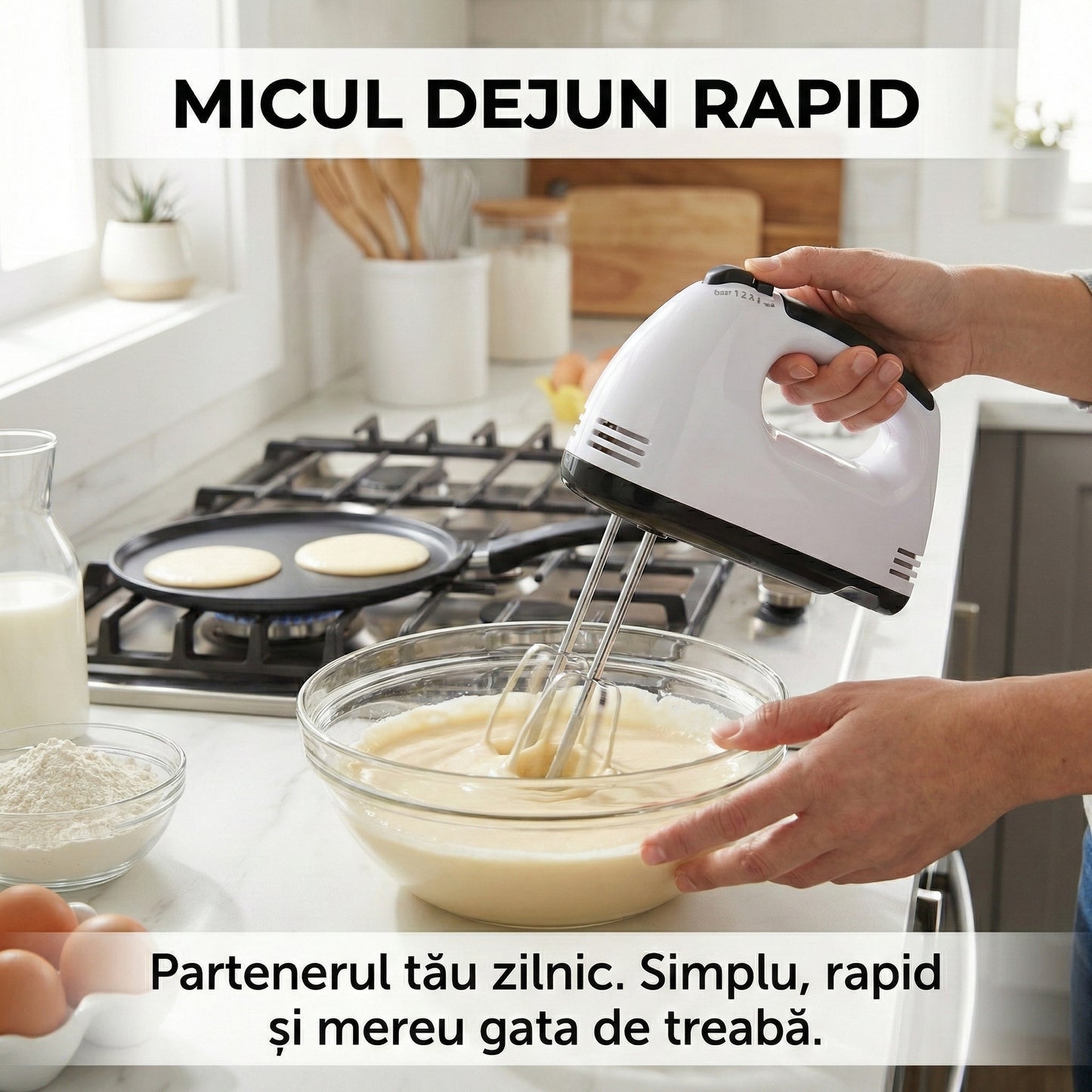 Mixer de Mână Electric cu 7 Viteze, 260W, Accesorii pentru Amestecare și Frământare Incluse