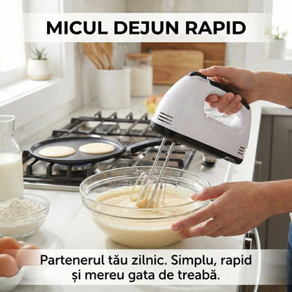 Mixer de Mână Electric cu 7 Viteze, 260W, Accesorii pentru Amestecare și Frământare Incluse