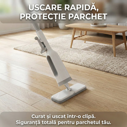 Mop cu Cap Dreptunghiular Family Helper, Sistem de Stoarcere Integrat, Rotire 180°, Lavetă Inclusă, Gri