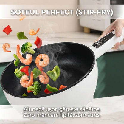 Tigaie Electrică Multifuncțională 3L cu Afișaj Digital, 26cm, 1350W, Antiaderentă