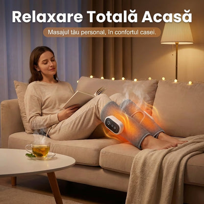 Aparat de Masaj Portabil pentru Gambe și Brațe - Compresie Aer 360°, Încălzire & 3 Moduri Relaxare