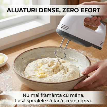 Mixer de Mână Electric cu 7 Viteze, 260W, Accesorii pentru Amestecare și Frământare Incluse