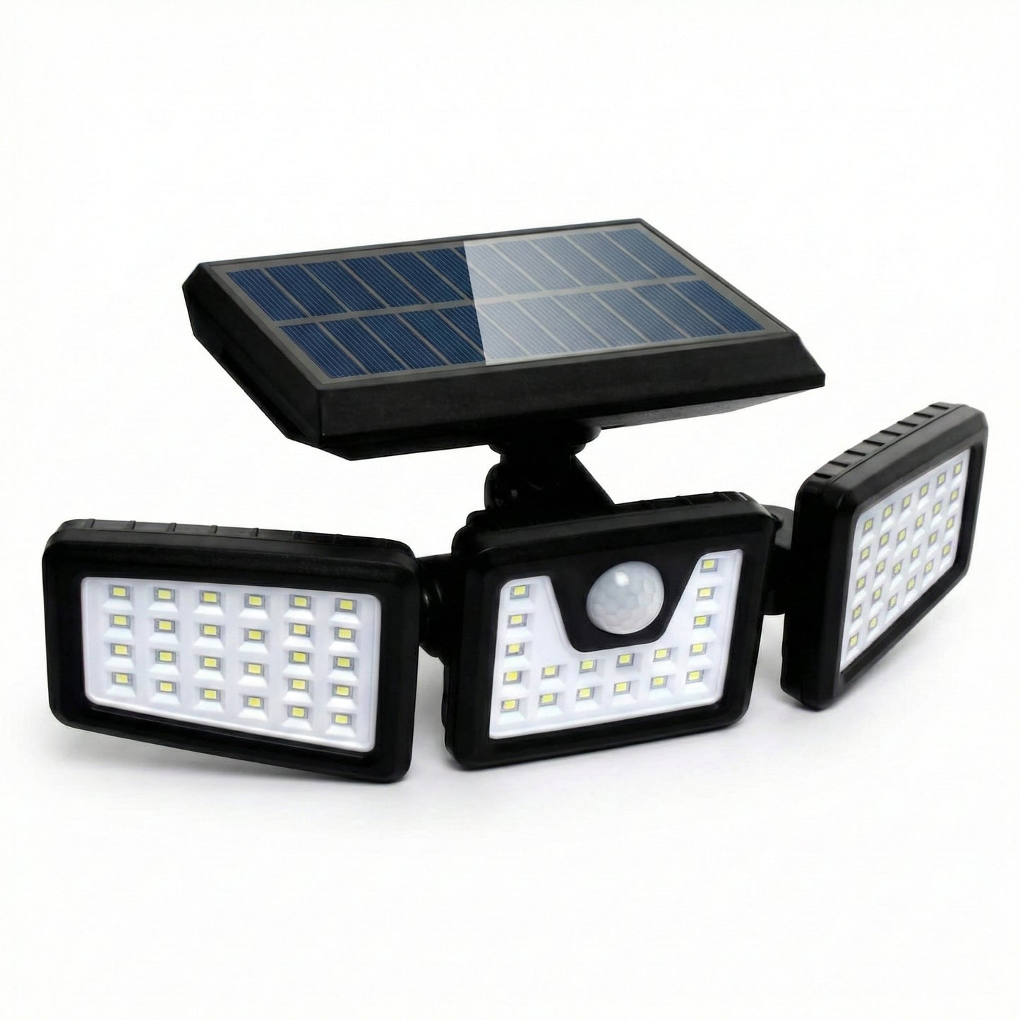 Lampă Solară LED cu 3 Capete Ajustabile, Senzor de Mișcare PIR, 3 Moduri de Iluminare, Impermeabilă IP65