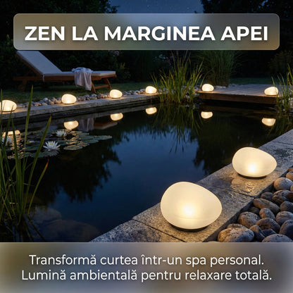 Lampă Solară de Grădină Tip Piatră "Cobblestone", LED Decorativ, Senzor Crepuscular, Fără Fire, Aspect Natural
