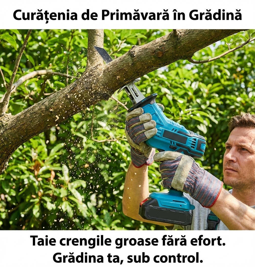 Fierăstrău Sabie Reciproc cu 2 Acumulatori 48V - Tăiere Lemn & Metal, 4000RPM + 4 Lame Incluse (Compatibil Makita)